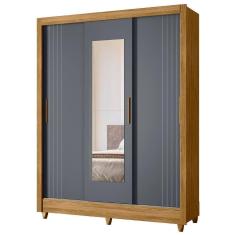 Guarda Roupa Solteiro Espelho 3 Portas Viena M07 Freijó-cinza - Mpozenato