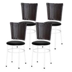 Jogo 4 Cadeiras Para Cozinha Branca Hawai Café - Lamar Design, Preto