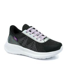 Tênis Infantil Freedom Kids 445 Preto Prata Lavanda-Feminino