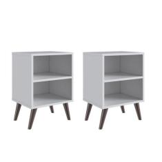 Kit 2 Mesas de Cabeceira Retrô com Prateleira - Completa Móveis