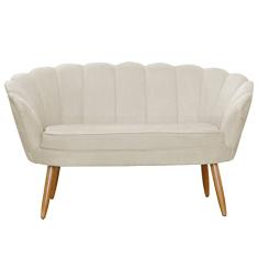 Namoradeira Estofada 2 Lugares Para Sala Comercial Pétala Suede Bege - LM DECOR