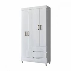 Guarda Roupa Solteiro com Pés 4 Portas 2 Gavetas Branco New Opção