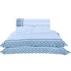 Jogo Lençol Queen Lácio 4Pçs 400 Fios 100% Algodão Egípcio - Doce Lar 