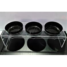 Comedouro triplo para cães e gatos - com 3 potes animais grande porte 