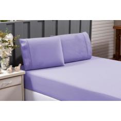 Lençol De Elástico E Fronha Cama Queen 100% Algodão Lilás - Beatriz En