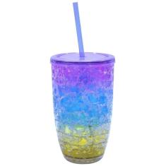 Copo Com Canudo Gel Colorido Congelante 500ml