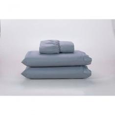 Jogo Lençol 400 Fios Ponto Palito Cama Queen 3pçs Poliéster - Cinza