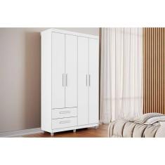 Guarda Roupa Solteiro 4 Portas E 2 Gavetas Canadá Plus Branco Conquista