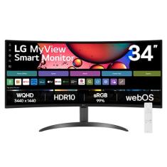 Monitor LG MyView Smart 34SR60QC-B Tela curva 34" QuadHD 2K 21:9, WebOS, Air Play, Screen Share, Bluetooth, ThinQ Home - 34SR60QC-B