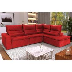 Sofá De Canto Amsterdam Vermelho Molas Retrátil Reclinável - King House