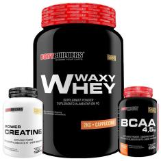 Kit Whey Protein Waxy Whey 2kg + BCAA 4,5 100g + Creatina 100G - BodyBuilders-Unissex