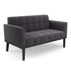 Sofá Namoradeira Base Madeira Fixa Preto Elisa Bouclê Grafite D03 - D'