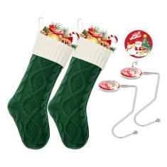 Ulico Meia de Natal, 18 Polegadas, Grande, 2 Unidades, Cabo, Malha, Meia de Natal para Crianças, Feriado E Família, Meia para Lareira, Decoração de Festa de Natal