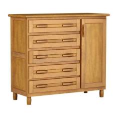 Cômoda Sapateira Mel 5 Gavetas 1 Porta Madeira Maciça Pinus - Cavazott