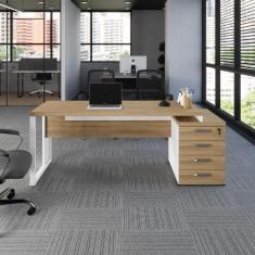 Mesa Escritório Diretor 1,70m a 1,92m 4 Gavetas Pé Metal F5 - F5 Offic