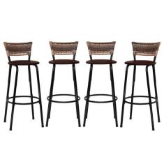 Kit 4 Banquetas Alta Para Balcão Bar Bistrô Bancada Área Lazer Gourmet