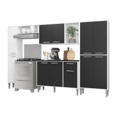 Cozinha Compacta Multimóveis Xangai Classic com Armário e Balcão Branca/Preta