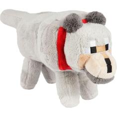 JINX Minecraft Wolf Pelúcia Brinquedo Recheado, Cinza, 15&quot; Longo