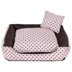 Cama Pet Para Cães E Gatos Poa Porte Médio Marrom Rosa