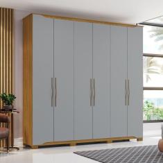 Guarda Roupa Casal 06 Portas 04 Gavetas Dallas Henn Nature Com Cinza