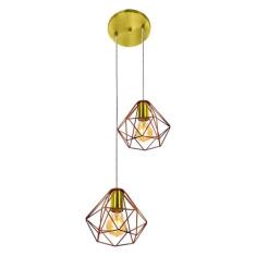 Pendente Diamante Aramado Duplo Cobre com Dourado Esplêndido - MARRYLU