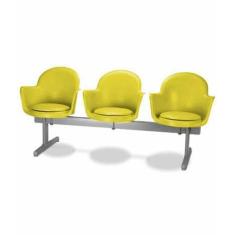 Cadeira em longarina 3 lugares Linha Polipropileno Moon Amarelo - Desi
