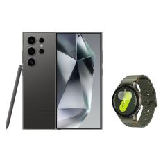 Celular Samsung S24 Ultra 256GB - Titânio Preto + Galaxy Watch7 BT 44mm - Verde