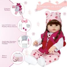 Boneca Reborn Realista Girafinha Enxoval Completo 30 Frases - Cegonha 