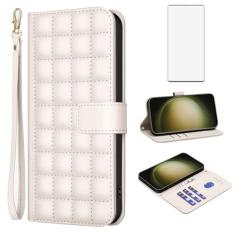 Asuwish Capa de telefone para Samsung Galaxy S23 Ultra 5G Capa carteira com protetor de tela de vidro temperado alça de pulso suporte de cartão flip capa celular S23Ultra 23S S 23 23Ultra 6,8