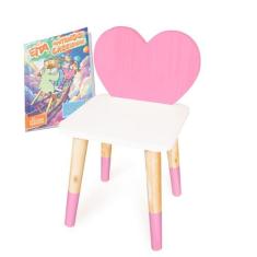 Cadeira Infantil de Madeira Coração - Eita Casa Perfeita, Rosa