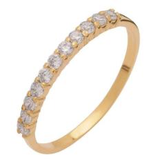 Meia Aliança de Ouro 18k com Brilhantes - Meu Anel, 15