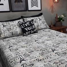 Lençol Com Elástico Casal King 4 Un Paris Decor Almofada