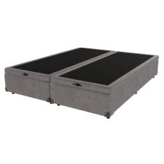 Base Box Baú King Cinza De Madeira 193cm Kazamix