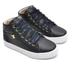 Tenis Cano Alto Sapatenis Feminino Botinha Casual Confortavel Macia Moderno Moda para Blogueira-Feminino