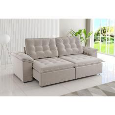 Sofá 4 Lugares Retrátil e Reclinável 251cm Detroit Marfim