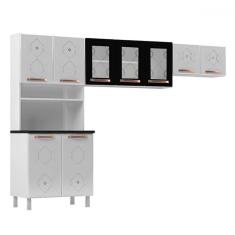 Cozinha de Aço Compacta Mirage 9 Portas com Vidro Branco/Preto - Telasul