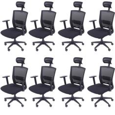 Kit 8 Cadeiras para Escritorio Presidente Nr17 Office 3317 Preto