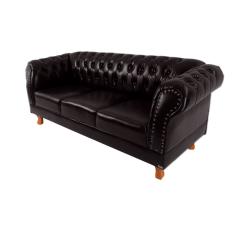 Sofá Chesterfield Capitone Duque 1.80M 3 Assentos Courano Café / Dom Pedro - Barbearia - Escritório - Sala De Estar