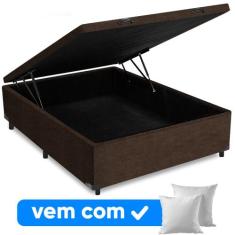 Cama Box Baú Casal 138x188x41cm Varias Cores + 2 Travesseiros OR - Col