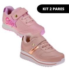 Kit 2 Sapato Tênis Infantil Feminino de Menina Escolar-Feminino