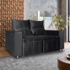 Sófa Retrátil e Reclinável 2 lugares Madri 1,60cm c/Molas Veludo Cinza