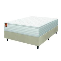 Cama Box Colchão Casal Molas Ensacadas Real 138x188x65cm Branco / Bege Inducol - Suporta até 130kg por Pessoa