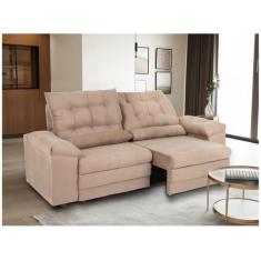 Sofá 3 Lugares Retrátil Reclinável Suede Phormatta Colômbia SMP, Caram