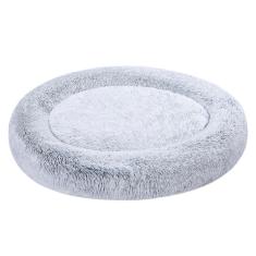 Cama para animais de estimação Amazon Basics Donut Faux Fur para cães cinza 114x114cm