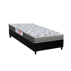 Cama Box Solteiro: Colchão Espuma D45 Orthoflex Comfortpedic + Base CRC Suede Black (88x188)