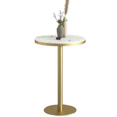 Mesa de bar redonda de bistrô, balcão de pub com tampo de mármore e base de metal dourado, mesa de bistrô para cozinha, restaurante, escritório e café, 1 pacote de mesas de pub