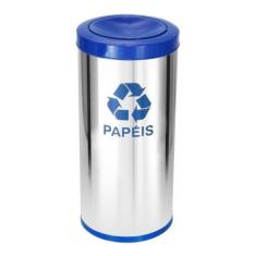 Lixeira Em Aço Inox Com Tampa Meia Esfera Pintada 22 Litros - JSN