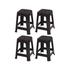 Kit 4 Banqueta Plástico Empilhável Cozinha Preto Mor