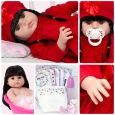 Boneca Reborn Realista Morena Olho Castanho Com Kit 13 Itens - Cegonha