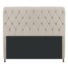 Cabeceira Estofada Cristal 160 cm Queen Size Com Capitonê Suede Bege -